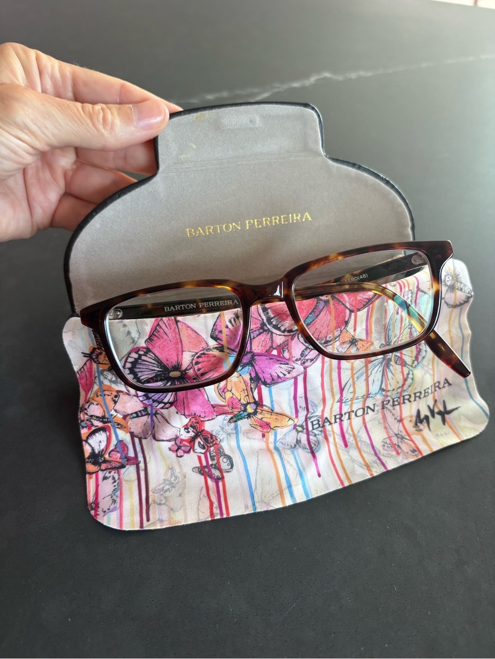 Barton Perreira Cheero 48 Tortoise Eyeglass Frames w/ Case